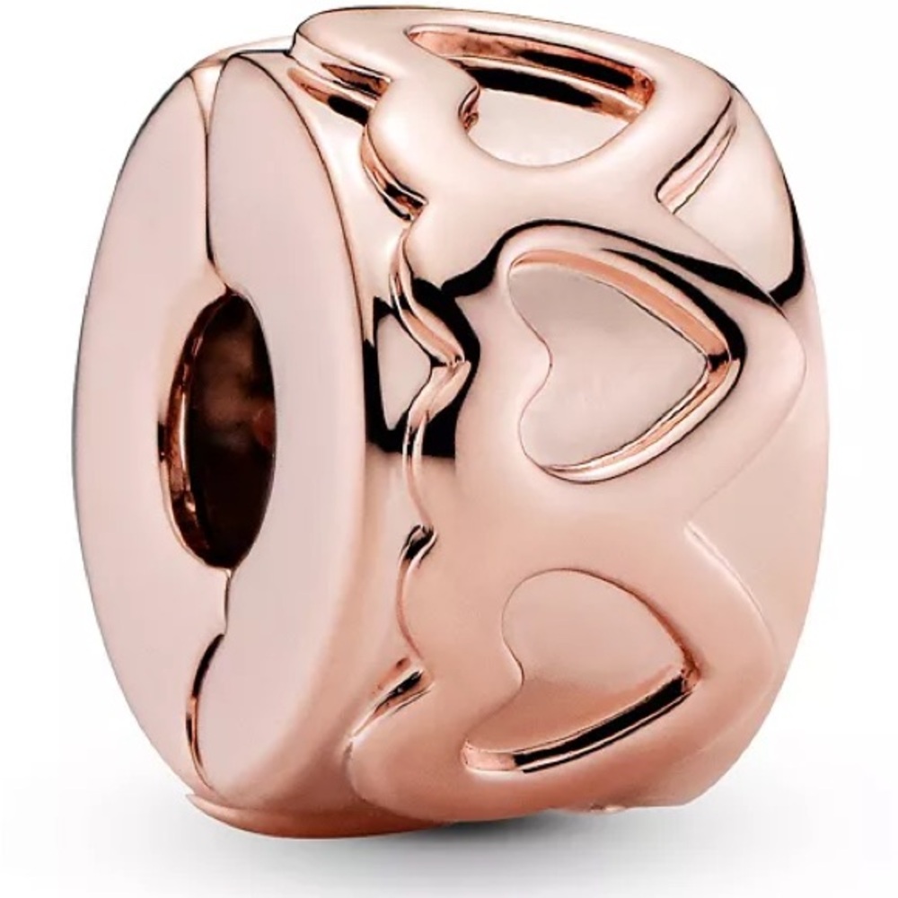 Authentic Pandora Rose Gold plated Heart Charm (2) set of two